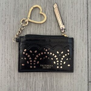 Victoria’s Secret cardholder wallet in scalloped black laser cut. NWOT.